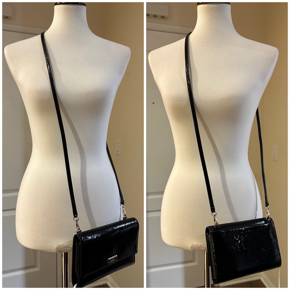 NWT Kate Spade Black Patent Leather Crossbody Wallet Purse